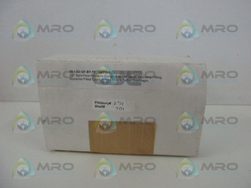 CSE 3S-I-2U-GF-BT-TF SANI-FLOW PRESSURE GAUGE 0 TO 600 PSI  NSMP