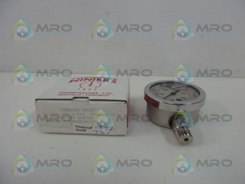 WINTERS 2.5" X 1/4" NPT PRESSURE GAUGE 1000 PSI CODE P829  NSMP