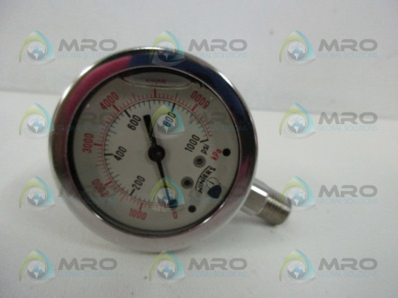 WINTERS 2.5" X 1/4" NPT PRESSURE GAUGE 1000 PSI CODE P829  NSMP