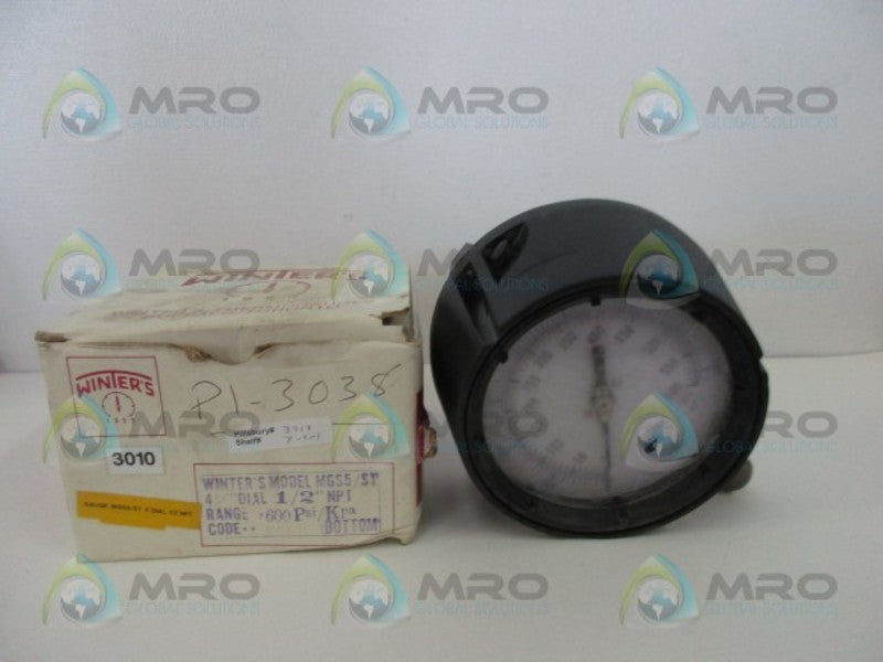 WINTERS 4" 1/2" NPT PRESSURE GAUGE 600 PSI  NSMP