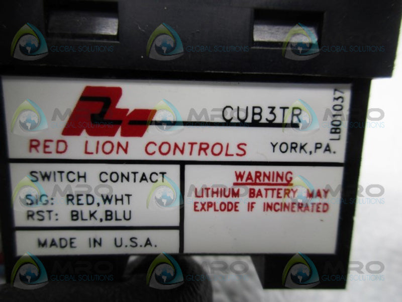 RED LION CONTROLS CUB3TR03 TOTALIZER TIMER .01 HR REMOTE RESET  NSMP