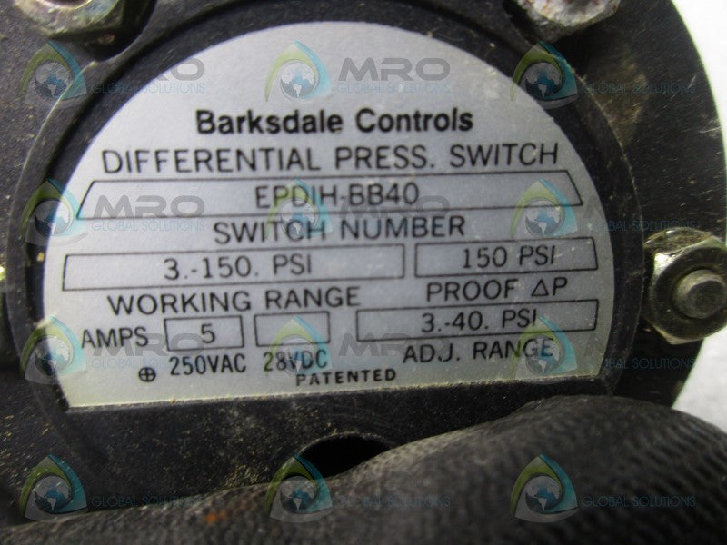 BARKSDALE EPDIH-BB40 DIFFERENTIAL PRESSURE SWITCH  NSMP