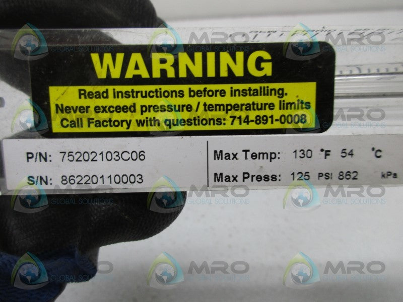 KING INSTRUMENTS 75202103C06 FLOWMETER  UNMP