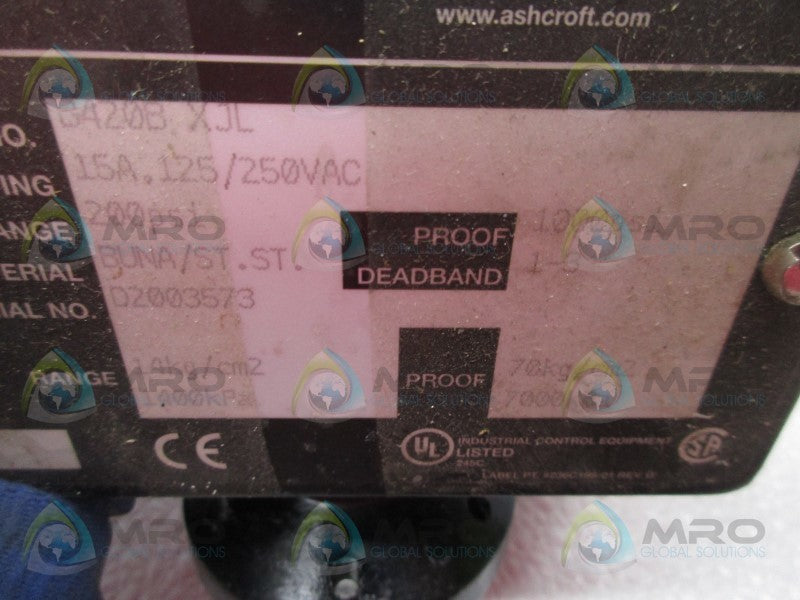 ASHCROFT B420B-XJL PRESSURE SWITCH 1000PSI  UNMP