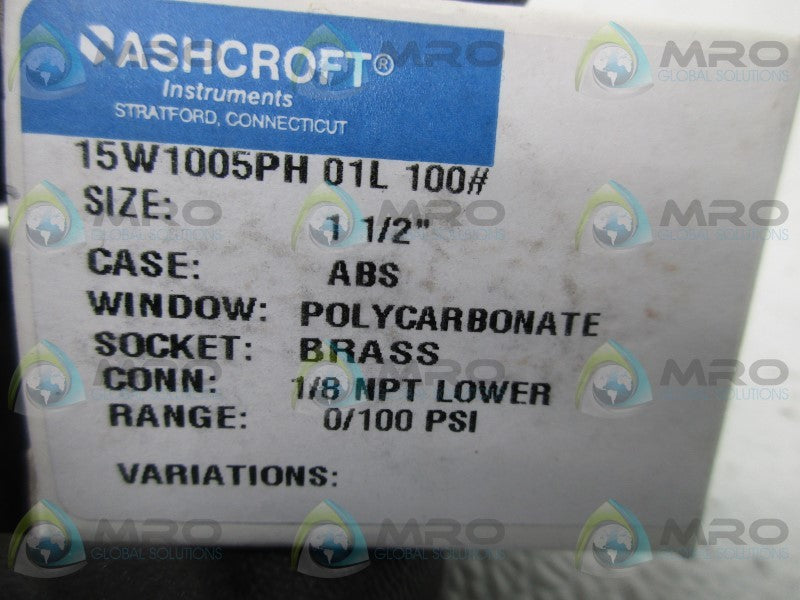 ASHCROFT 15W1005PH01L100# PRESSURE GAUGE  NSMP