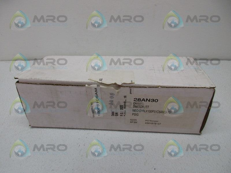 IFF 100P51C6AM PRESSURE SWITCH 5-75PSIG  NSMP