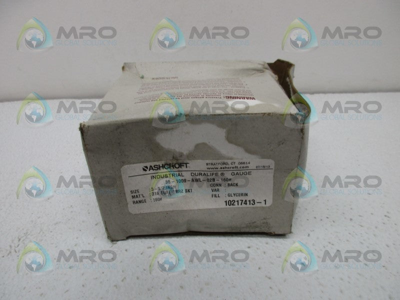 ASHCROFT 35-1009-AWL-02B-160 PRESSURE GAUGE 0-160PSI  NSMP