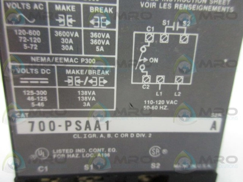 ALLEN BRADLEY 700-PSAA1 SER. A SOLID STATE TIMING MODULE  UNMP
