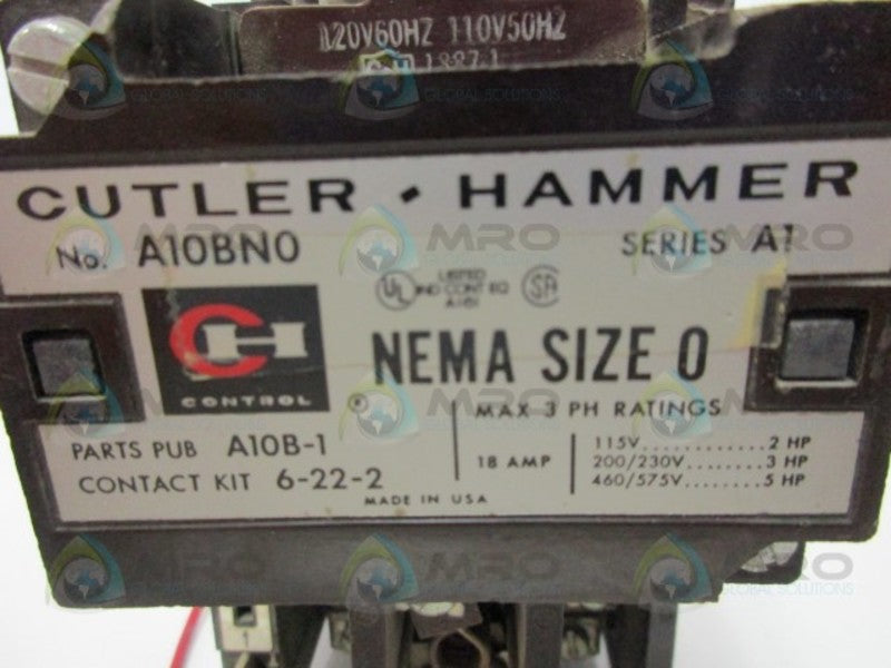 CUTLER HAMMER A10BNO MOTOR STARTER  UNMP