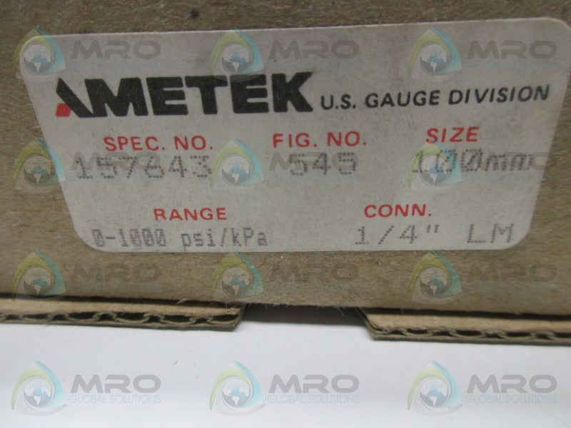 AMETEK 157643 PRESSURE GAUGE 0-1000 PSI/KPA  NSMP