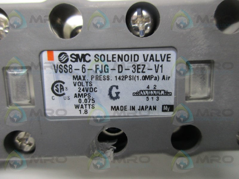 SMC VSS8-6-FJG-D-3-EZ-V1 VALVE ISO PLUG-IN BLUE COIL  UNMP