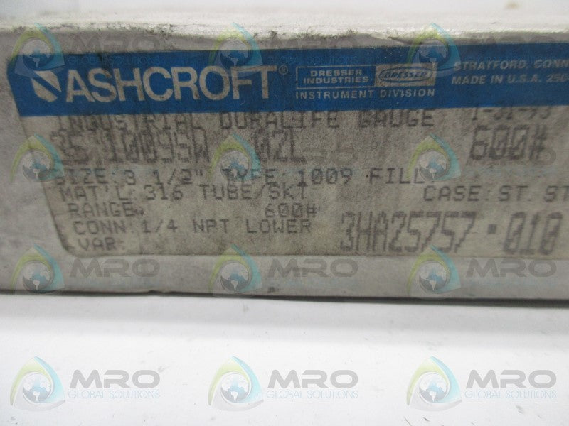 ASHCROFT 351009SW-02L-600 PRESSURE GAUGE  NSMP
