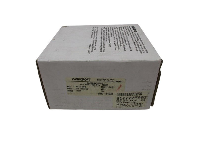 ASHCROFT 451279SS04L15000# PRESSURE DURAGUAGE  NSMP