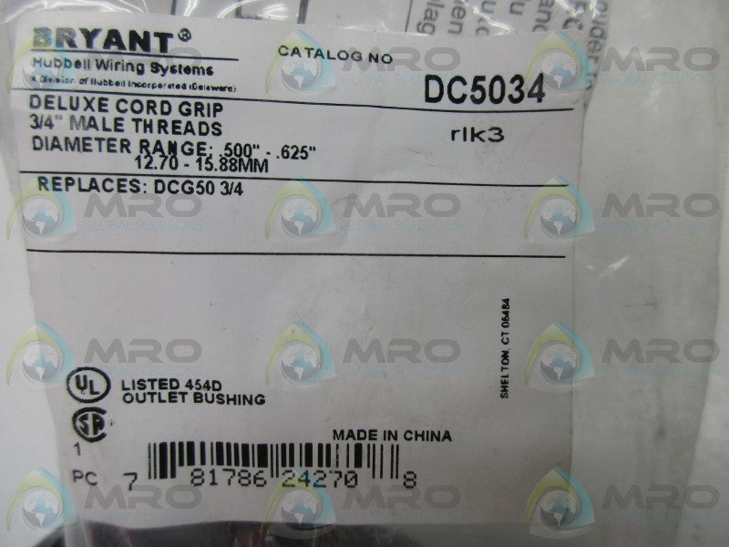 BRYANT DC5034 DELUXE CORD GRIP  NSMP