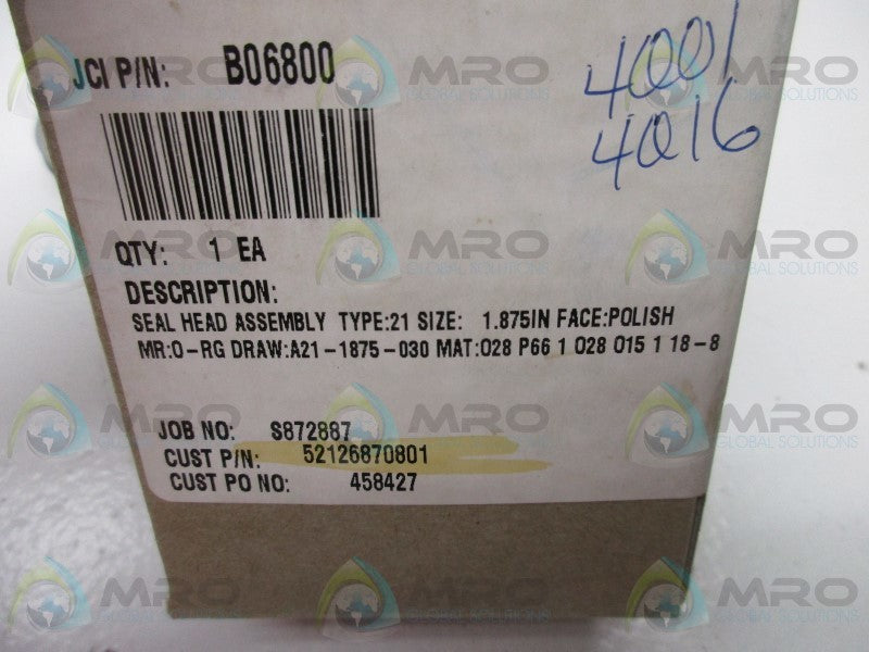 JOHN CRANE B06800 SEAL HEAD ASSEMBLY  NSMP