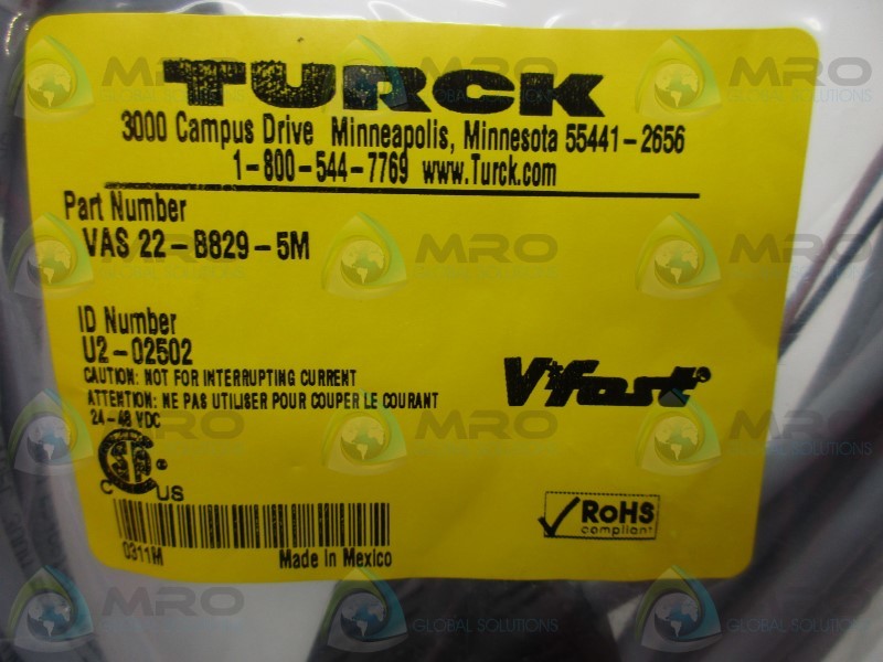 TURCK VAS22-B829-5M SENSOR CABLE  NSMP