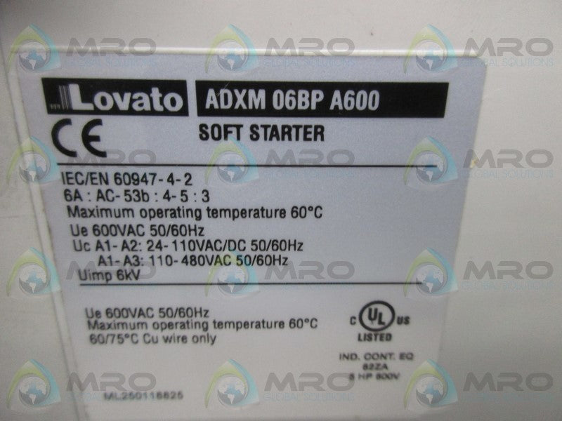 LOVATO 51ADXM06BPA600 SOFT STARTER  NSMP