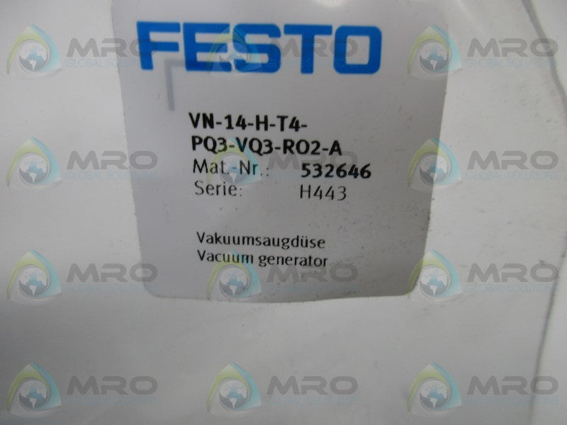 FESTO VN-14-H-T4-PQ3-VQ3-RO2-A VACUUM GENERATOR  NSMP