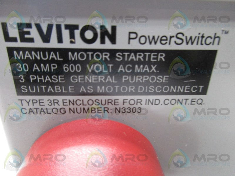 LEVITON N3303 MANUAL MOTOR STARTER  NSMP