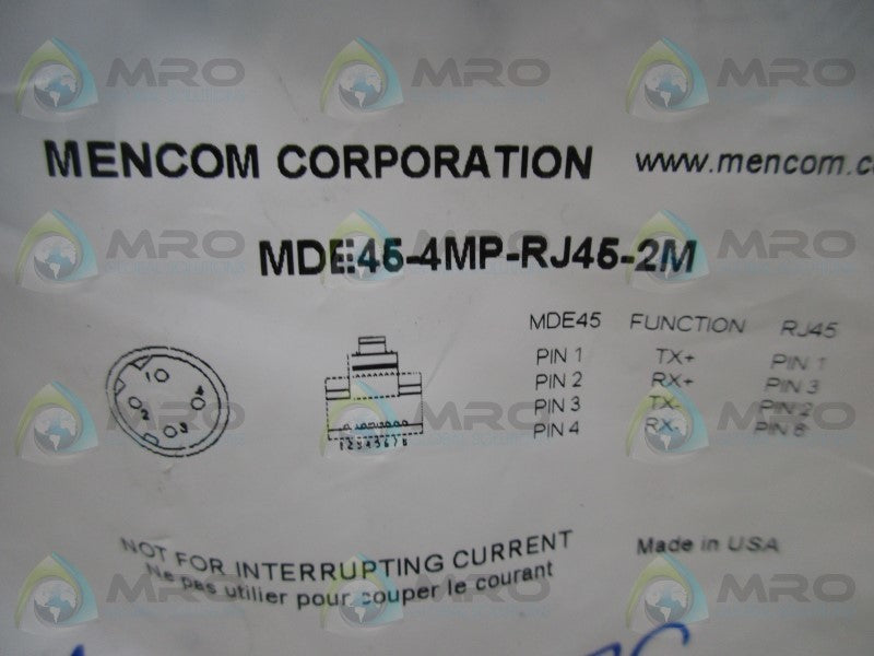 MENCOM MDE45-4MP-RJ45-2M ETHERNET CABLE  NSMP