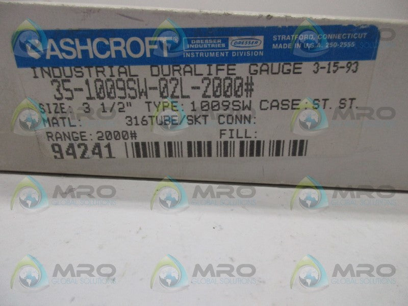 ASHCROFT 351009SW02L2000# PRESSURE GAUGE  NSMP