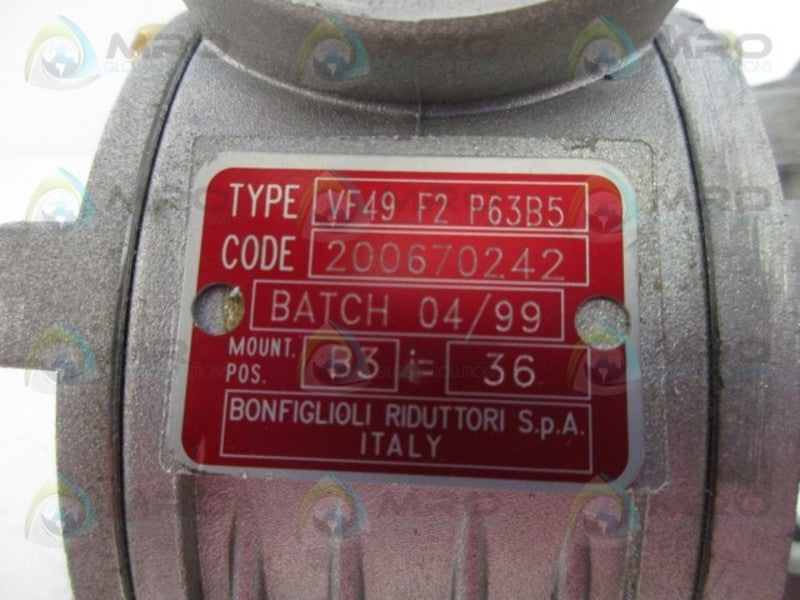 BONFIGLIOLI RIDUTTORI VF49-F2-P63B5 GEAR REDUCER  NSNP