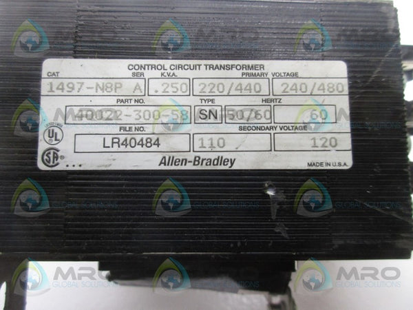 ALLEN BRADLEY 1497-N8P SER. A TRANSFORMER  UNMP