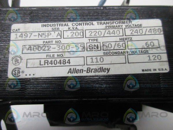 ALLEN BRADLEY 1497-N5P SER. A TRANSFORMER  UNMP