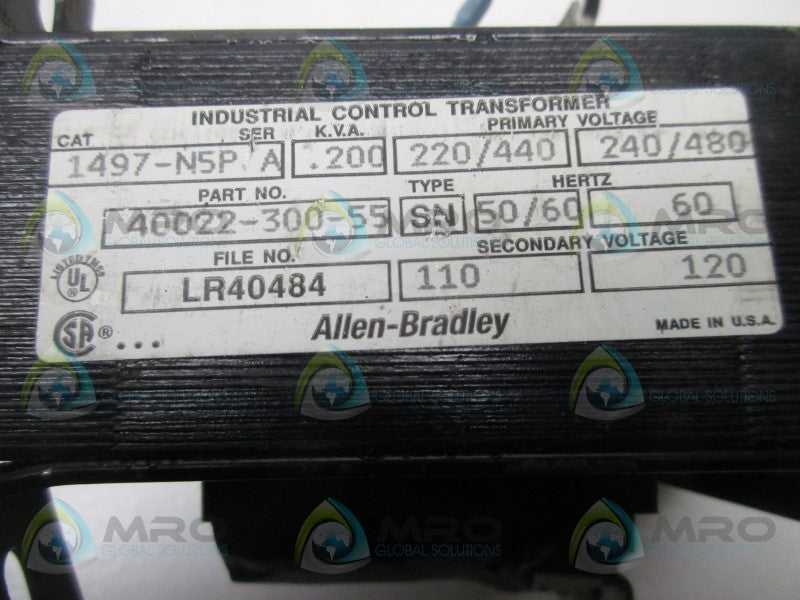 ALLEN BRADLEY 1497-N5P SER. A TRANSFORMER  UNMP