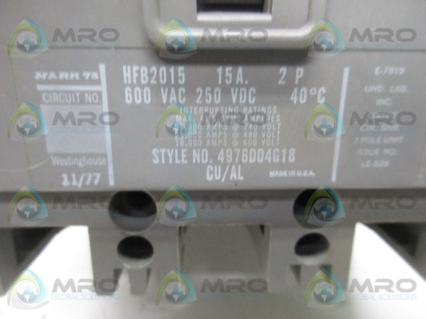 WESTINGHOUSE HFB2015 CIRCUIT BREAKER  NSMP