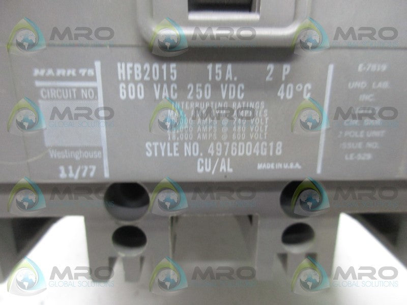 WESTINGHOUSE HFB2015 CIRCUIT BREAKER  NSMP
