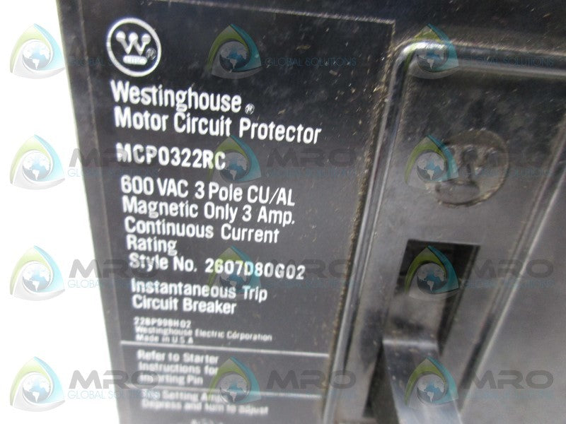 WESTINGHOUSE MCP0322RC CIRCUIT BREAKER  NSNP