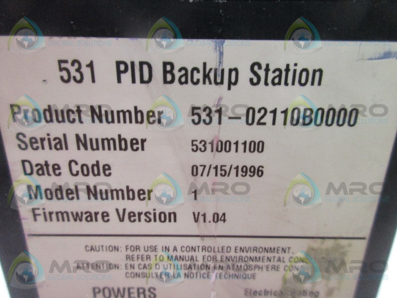MOORE INDUSTRIES 531-02110B0000 PID BACKUP STATION  UNMP