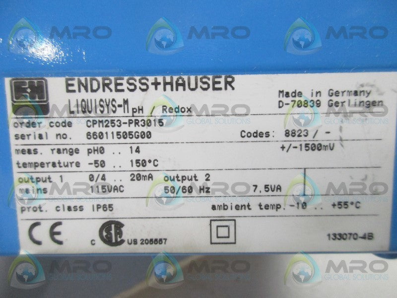 ENDRESS & HAUSER CPM253-PR3015 TRANSMITTER  NSMP