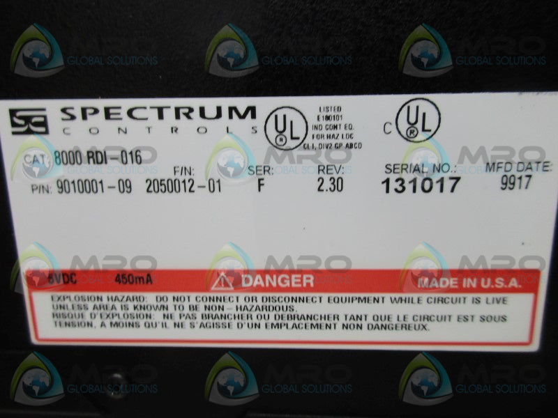 SPECTURM CONTROLS 8000-RDI-016 INPUT MODULE  NSMP