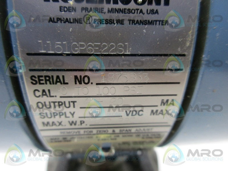 ROSEMOUNT 1151GP6E22S1 PRESSURE TRANSMITTER  NSNP