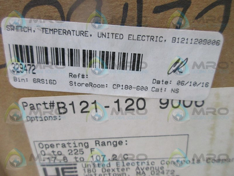 UNITED ELECTRIC B121-120 TEMPERATURE SWITCH  NSFS