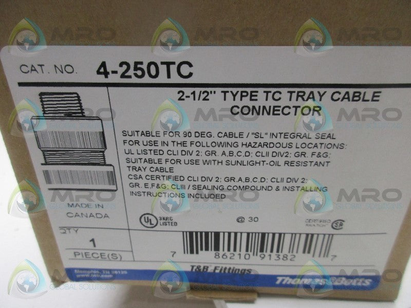 THOMAS & BETTS 4-250TC 2-1/2" TYPE TC TRAY CABLE CONNECTOR  NSMP