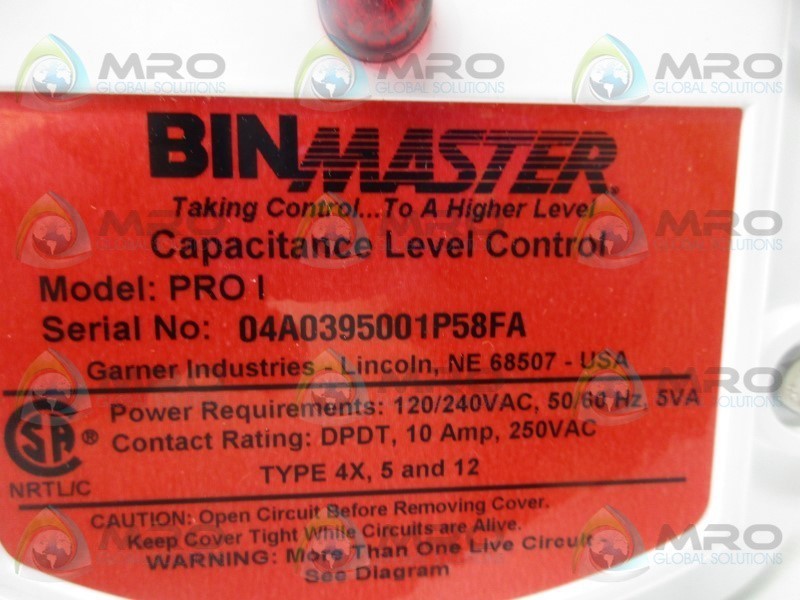 BIN MASTER PROI CAPACITANCE LEVEL CONTROL  NSMP