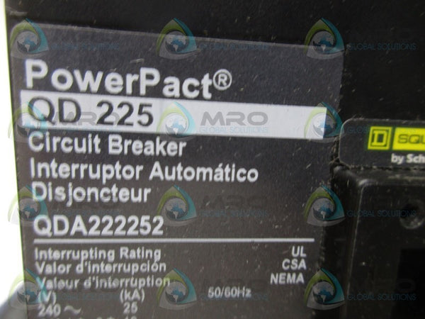 SQUARE D QDA222252 CIRCUIT BREAKER  NSMP