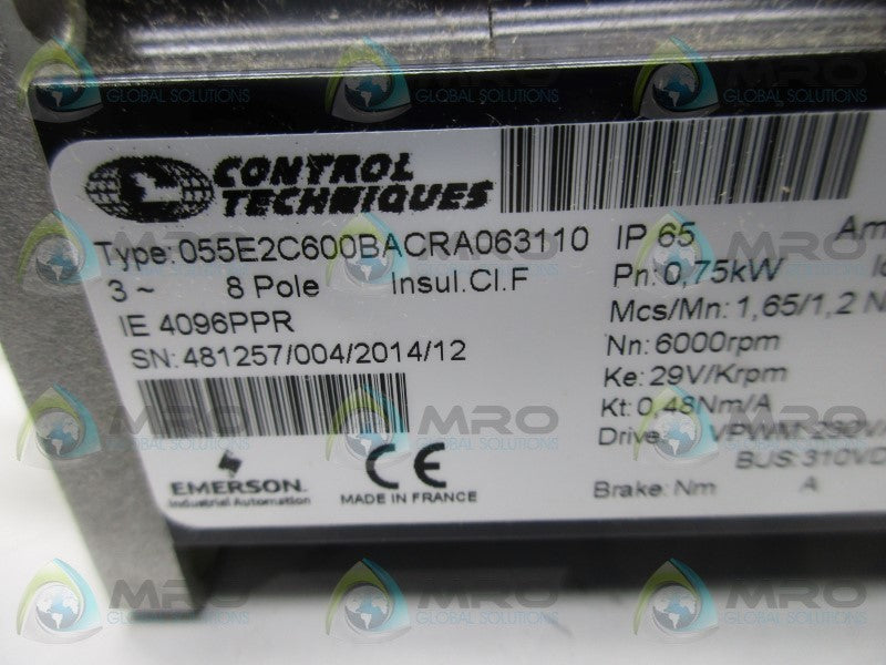 CONTROL TECHNIQUES 055E2C600BACRA063110 SERVO MOTOR  NSMP