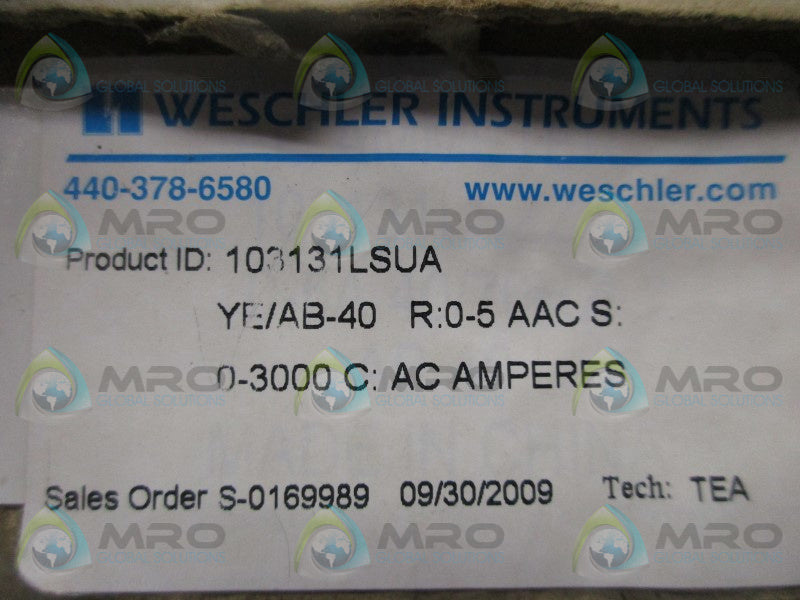 WESCHLER 103131LSUA PANEL METER 0-3000 AC AMPERES  NSMP
