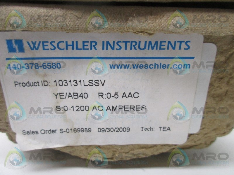 WESCHLER 103131LSSV PANEL METER 0-1200 AC AMPERES  NSMP