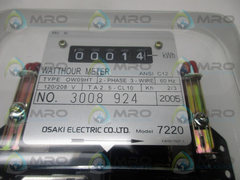 OSAKI ELECTRIC 7220 OW09HT WATTHOUR METER  NSMP