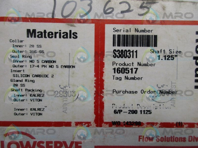 FLOWSERVE 160517 MECHANICAL SEAL  NSMP