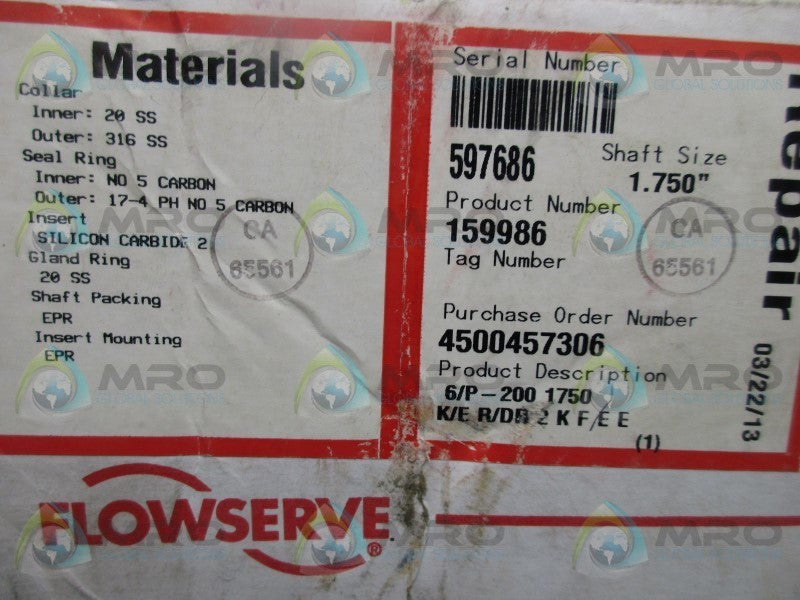 FLOWSERVE 159986 SEAL CARTRIDGE  NSMP