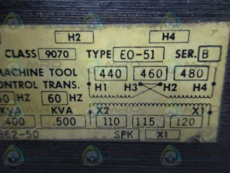SQUARE D 9070-EO-51 SER. B CONTROL TRANSFORMER  UNMP