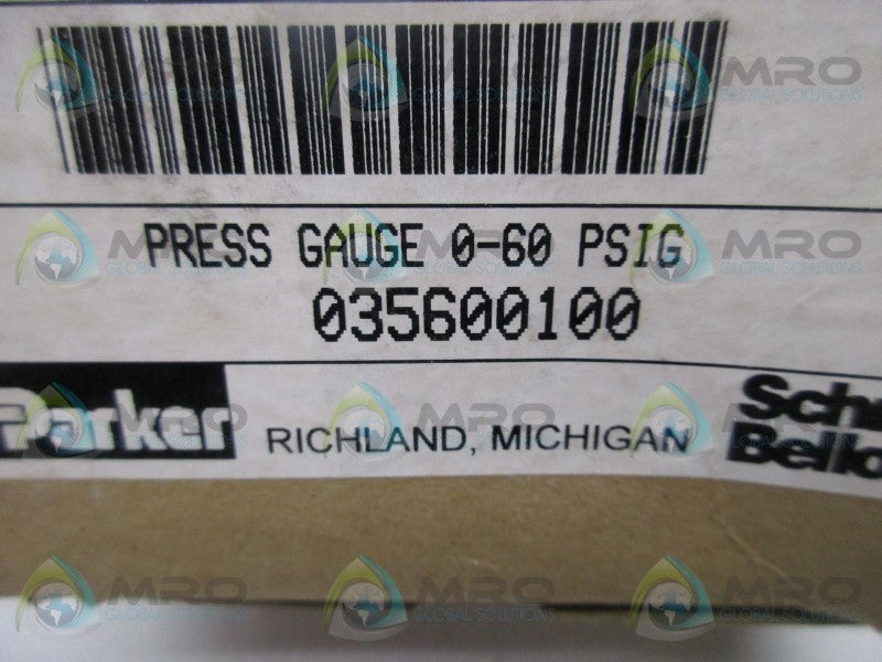 PARKER 035600100 PRESSURE GAUGE 0-60 PSIG  NSMP