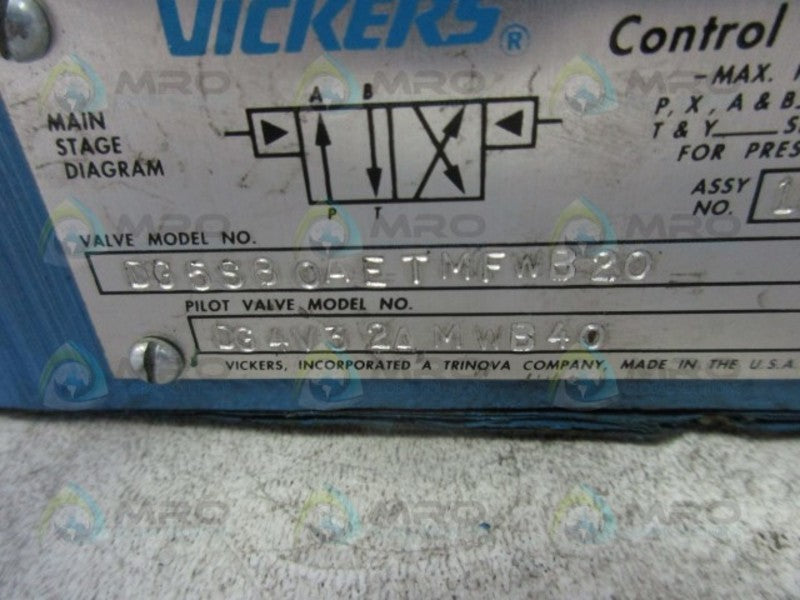 VICKERS DG5S8-0A-ET-MF-WB-20 DIRECTIONAL VALVE ASSEMBLY  UNMP