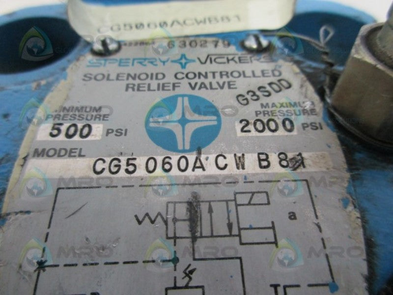 VICKERS CG5060A-CW-B-81 SOLENOID CONTROLLED RELIEF VALVE  UNMP